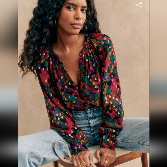 Sezane Tops - Sezane Lealys Lucky Print Shirt